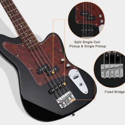 🎸+Amp! Glarry "EyeBuzz" T Style Electric Bass Guitar +Rosewood Fretboard +Cable!🎸 image 4