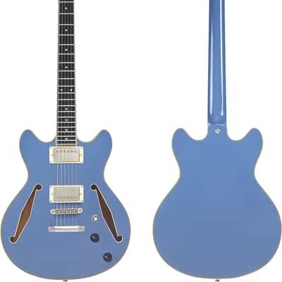 D'Angelico Excel Mini DC Tour Semi-hollowbody Electric Guitar - Slate Blue image 6