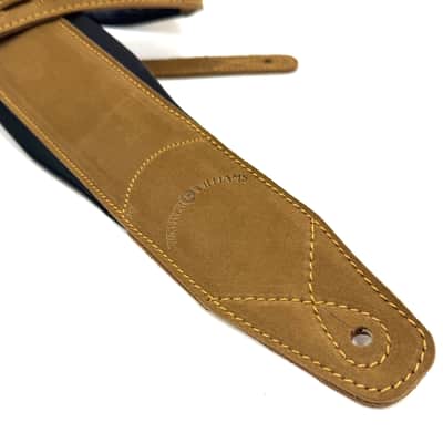 Walker and Williams C-22-SB New Brown Roughout Handmade Soft Signature Suede Leather 3" Wide Guitar Strap For Acoustic, Electric, And Bass Guitars image 4
