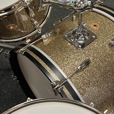 Slingerland 12/14/20 Radio King 3-ply Drum Set - Gold Glass Glitter with Repro Set-o-Matic Tom Holder image 6