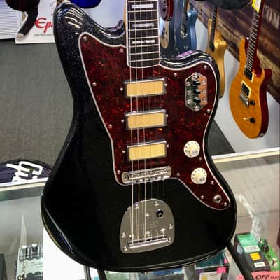 Fender Limited Edition Gold Foil Pickup Jazzmaster, Black Sparkle with Gig Bag image 2