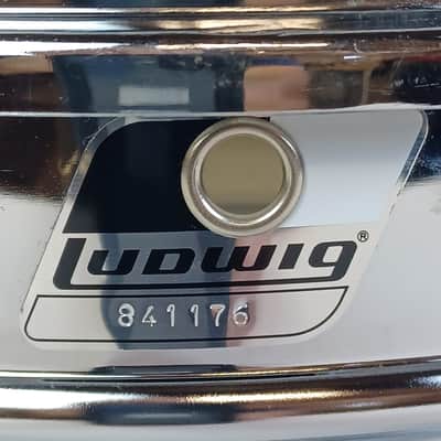 Ludwig Steel Rocker 8Lug Snare Drum 80s 5x14"Vintage Chrome Black/White #841176 image 2