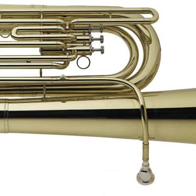 Stagg WS-BT235 Brass Body 3 Top Action Valves Key of Bb Tuba w/Soft Case on Wheels & Mouthpiece Silver Plated image 3