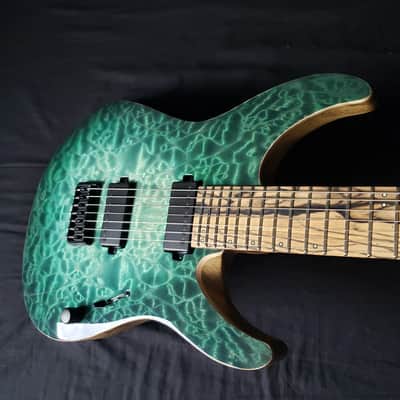 Mayones Aquila Elite S7 26.5" Reverse Headstock 4A QM top, Pale Moon Ebony Fretboard 16", Luminlay Offset Dot Inlays, Black Limba body, Wenge neck, Velvetrone Pickups image 9