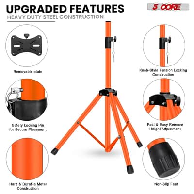 5 Core Speaker Stand Height Adjustable 54" Heavy Duty PA DJ Tripod Studio Monitor Stands image 6
