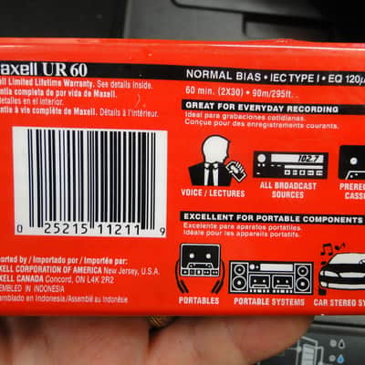Maxell UR60 C-60 60 Minute Cassette Audio Tape - 1 piece + $1 Ship image 2