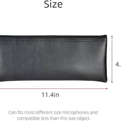 Microphone Bag, Black Zipper Pouch Fits for Wired, Wireless Microphone, Shockproof Vocal Mic Protector, Mic Accessories Storage Bag, Easy Carry 11.4"x4.72" (1 Pcs) image 2