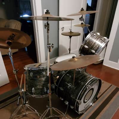 Ludwig Classic Maple Fab Outfit 9×12 / 14x14 / 14x20 Drum Set 1966 - Black Oyster Pearl image 3