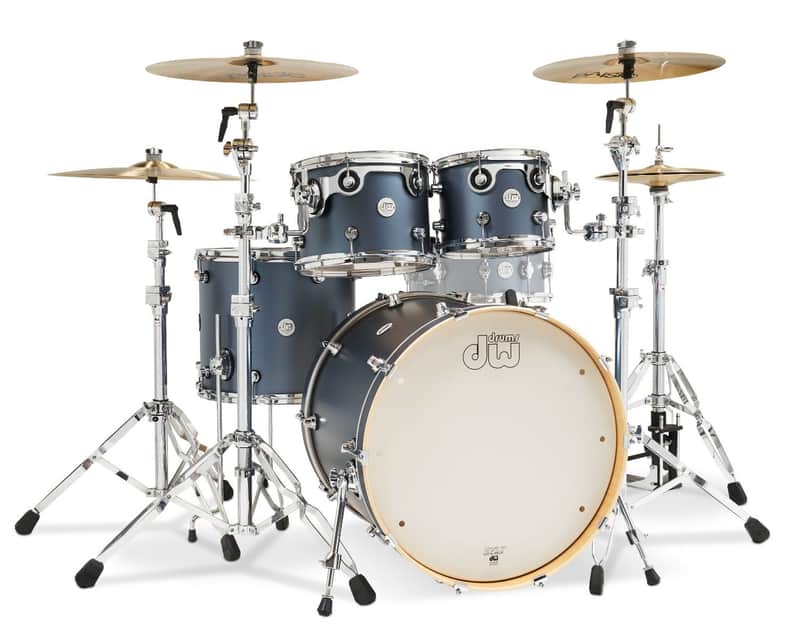 Drum Workshop DW Design Series 4-Piece Maple Shell Pack, Blue Slate w/Chrome Hardware image 1