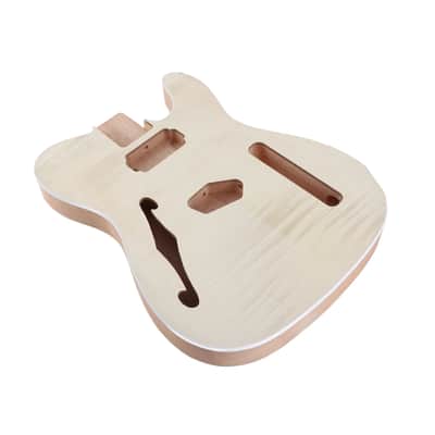 Unfinished Mahogany Wood F Hole Wood Tele Style Electric Guitar Body image 3