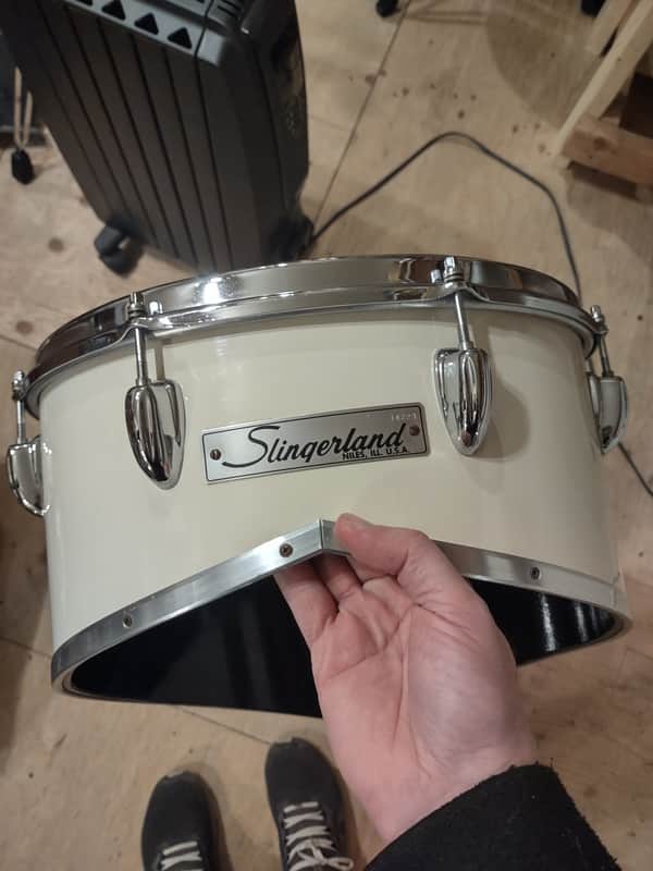 Slingerland 15" Cutaway Marching Tenor Tom Quad - White image 1