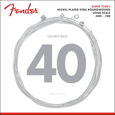 Fender 7250 Bass Strings, Nickel Plated Steel, Long Scale, 7250L .040-.100 Gauges, (4) image 1