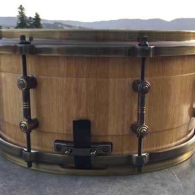 Scott’s Custom Drums 6 1/2”x14” oak stave snare drum 2024 - Natural lacquer image 4
