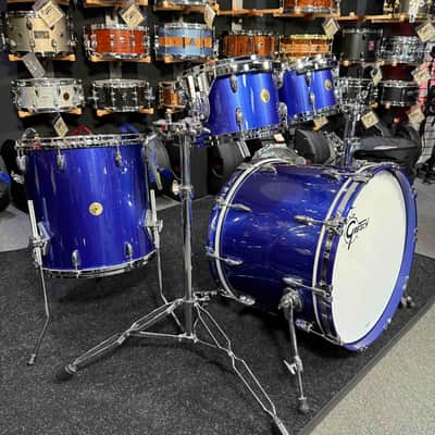 ~WOW!~ Gretsch USA Custom 4-Piece 10/12/16/22 Drum Kit Set in Gloss Mystic Blue Lacquer image 2