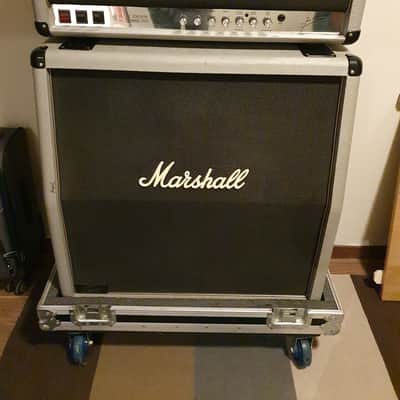 Marshall JCM25/50 "Silver Jubilee" Model 2555 2-Channel 100-Watt Guitar Amp Head and Cabinet 1987 - 1988 - Silver with Travel Cases image 1