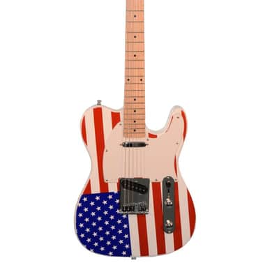 Huntington GE149-RWB T-Style Basswood Solid Body Maple Neck 6-String Electric Guitar w/Gig Bag &Pick image 1