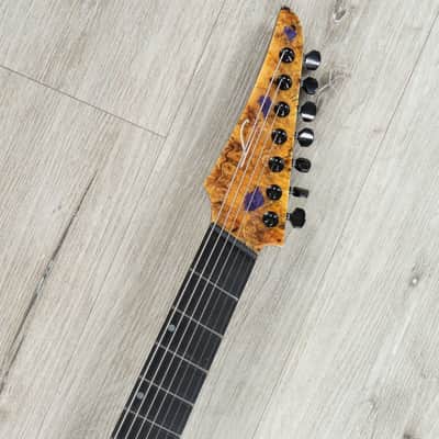Mint Legator Ninja X7F Multi-Scale 7-String Guitar, California Buckeye Burl, Fishman Set, Royal Purple image 8