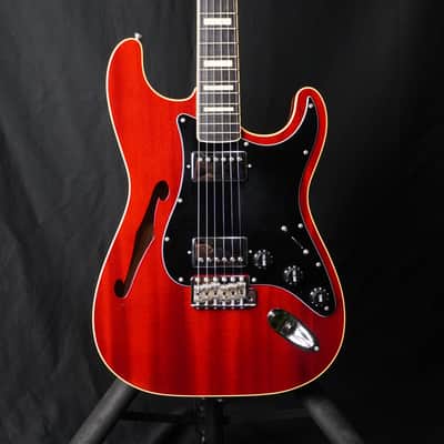 Rare Fender Japan Stratocaster Thinline ST/HO/2H 2012  Cherry Semi-Hollow F-Hole MIJ image 2
