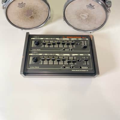 Pearl Syncussion SY-1 Late 1970s (1979) - Black with wood sides image 1