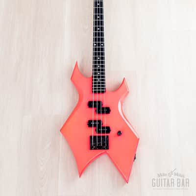 1988 BC Rich Warlock Bass NJ Series II Vintage Double P Fluorescent Pink, Japan image 2
