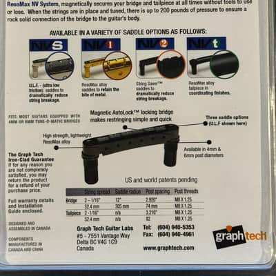 Graph Tech ResoMax NV2 6mm w/String Saver Saddles - Black Nickel - PS-8863-BN image 5