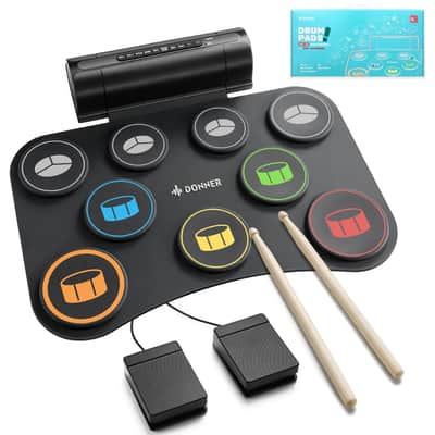 New Donner DED-20 SE Roll Up Electronic Drum Pad 9 Quiet Pads Built-in Speaker Toys