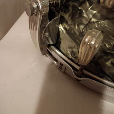 Slingerland/Radio King Snare drum 8x14 clamshell strainer solid shell 1940s - Black Diamond Pearl BDP image 7