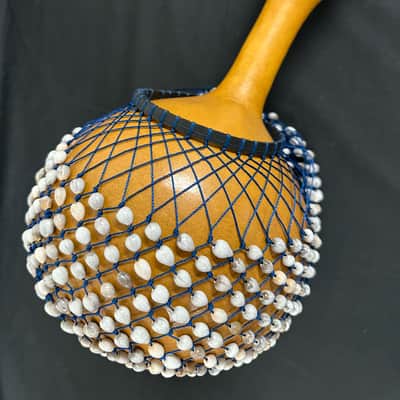 LARGE African AXATSE, Netted Gourd Rattle, Ewe-Style, Shekere, 8"x16", Handmade - NEW image 12