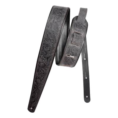 LM Products Premier Leather Guitar Strap Black Western Tooled PM-13 *Free Shipping in the USA* image 1