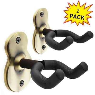 2 Pack Guitar Hangers Wall Mount Adjustable Hook Holder Instrument Display image 1