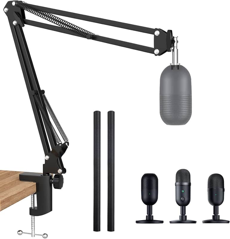 Mini Boom Arm - Mic Arm for Mini Microphone, Adjustable Boom Arm Stand with 3/8" to 5/8" Adapter image 1