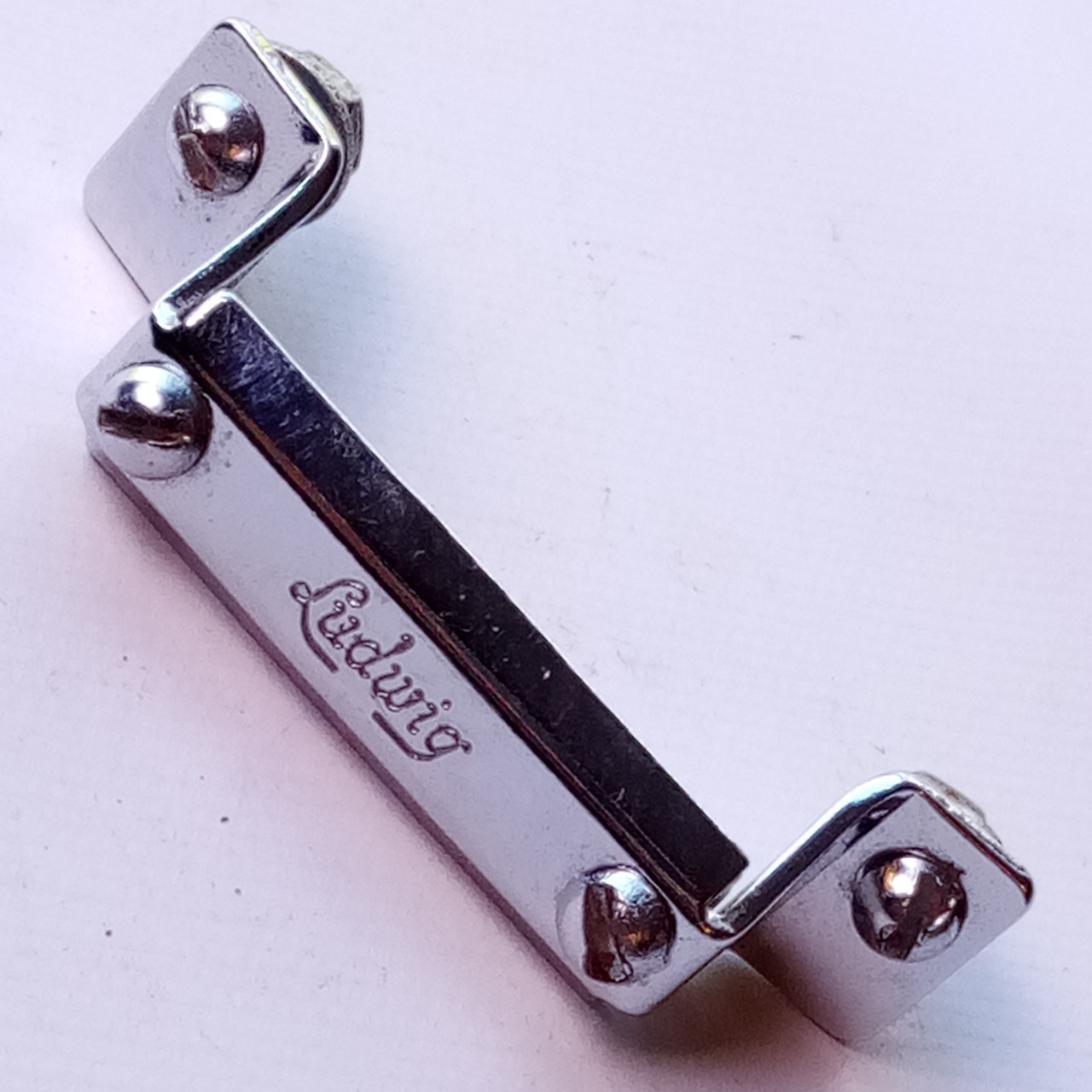 Ludwig 60s Script Logo Butt Plate Supraphonic/Acrolite Snare Drum Chrome USA P32 — main photograph