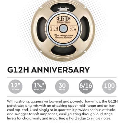 Celestion G12H ANNIVERSARY 12" 8ohm 30W Ceramic Magnet Guitar Speaker 100dB 85Hz T4533 image 1