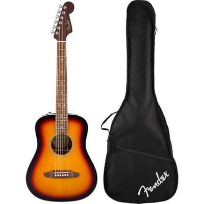 Fender California Standard Redondo Mini with Bag Spruce Sunburst Bundle with Fender Celluloid Guitar Picks, Color Medley Medium 12-Pack, Fender Logo Guitar Strap 2in Logo, Fender Original Tuner Black image 7