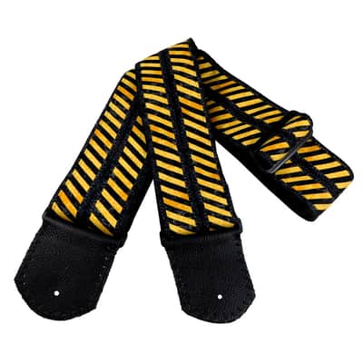 Yellow and Black Caution Tape Handmade Guitar Strap image 1
