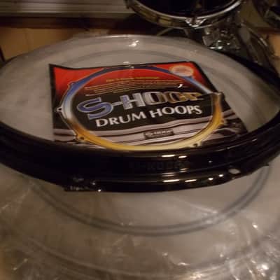 2 / 14' S-HOOP BLACK SNARE DRUM RIMS 10 HOLE BATTER / RESONANT image 6