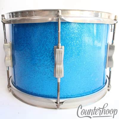 Ludwig 12x8" Tom Drum Blue Sparkle 60s 3Ply Club Date NOB Brass Keystone Chicago image 3