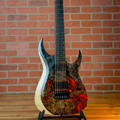 Schecter USA Custom Shop Sunset Extreme 7-string Electric Guitar - Natural Satin Stabilized Burl Top image 1
