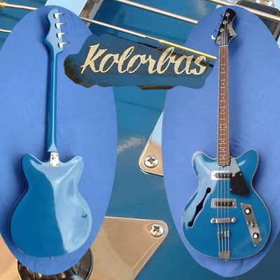 Jolana KolorBass Vintage E-Bass 1968 Thinline Hollow Bass-Guitar Blue 4 String Selten Kolor Bass image 10