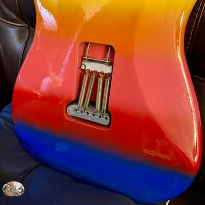 Son Set Beach (Fender) StratoCaster 2013 - Custom Multicolor - Sunset Rainbow on White image 12