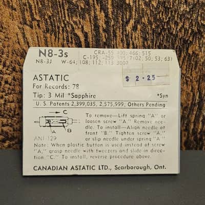 ASTATIC N8-3S SAPPHIRE PHONOGRAPH Needle | New Old Stock image 2