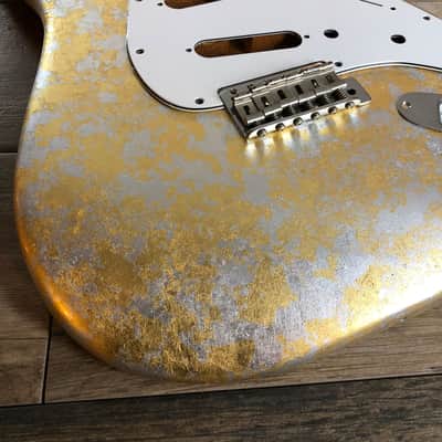 Made to Order - FRANCHIN Mercury guitar body Impressionist METALLIC LEAF (Gold/Silver/Copper/Bronze texture) Basswood Poplar Stratocaster-Strat-S-Style Made in Italy image 9