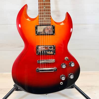 Jay Turser JT-55 Fireburst Double Cut Electric Guitar – SG Style Rock Machine image 2