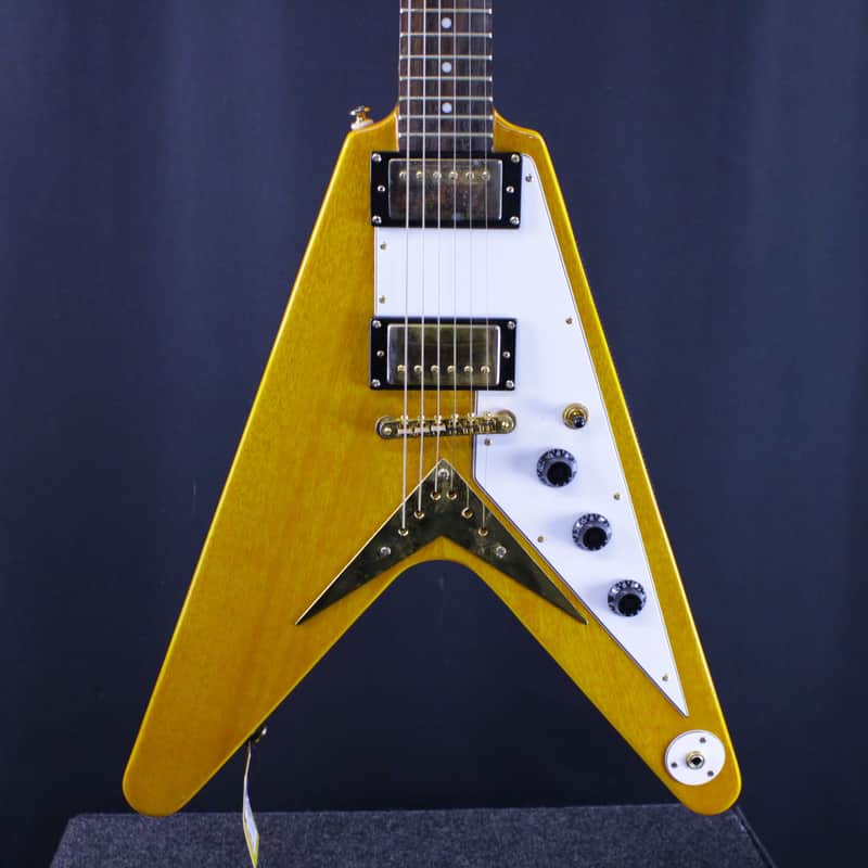 Epiphone '58 Korina Flying V 2023 - Aged Natural (White Pickguard) image 1