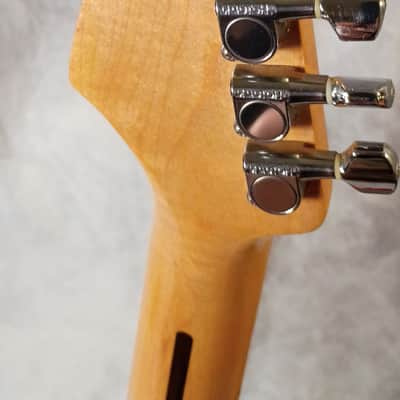 1987 Young Chang E10 Squier 1957 Reissue *Gorgeous Flame Maple Neck* Active EMG Select's W/ Awesome Red Light! Alder Body W/ Maple Cap and Back!- Torino Red image 14
