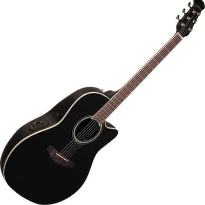 Ovation Celebrity Standard Mid Depth Acoustic-Electric Guitar, Black w/ Gig Bag and Guitar Stand image 3