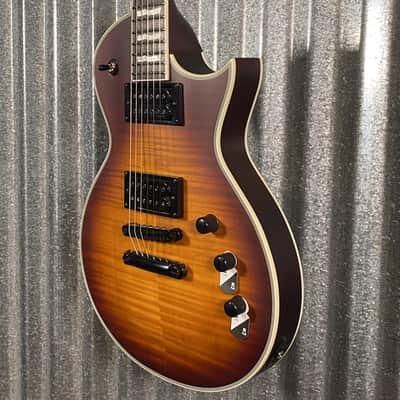 ESP LTD EC-1000T CMT Flame Top Tobacco Sunburst Satin Guitar #0156 Used image 5