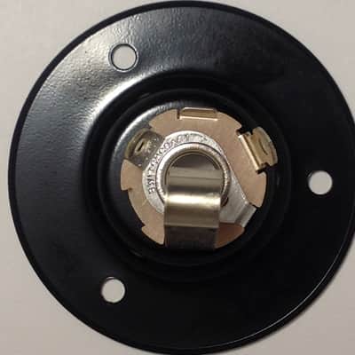 Black Speaker Amp Jack Plate, 2" Round Metal with 1/4" Switchcraft #11 Jack image 6