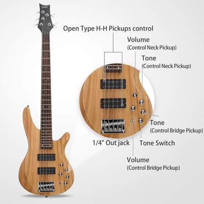 Glarry 44" GIB Electric Bass Guitar Right Handed for Beginner Student image 4