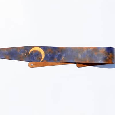 burnyblack custom bass,guitar strap - moon 3 brown/darknavy image 8